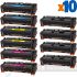 HP 216A Pack de 10 Cartuchos de Tóner Genéricos: W2410A+W211A+W2412A+W2413A