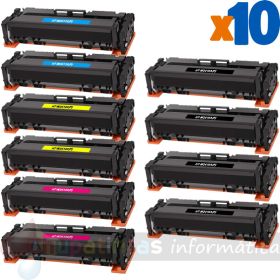 HP 216A Pack de 10 Cartuchos de Tóner Genéricos: W2410A+W211A+W2412A+W2413A