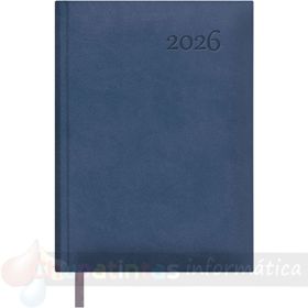 Dohe Lausana Agenda Anual - Día Página - Cubierta en Polipiel - Sábado y Domingo misma Página - Tamaño 14x20cm - Color Azul-1