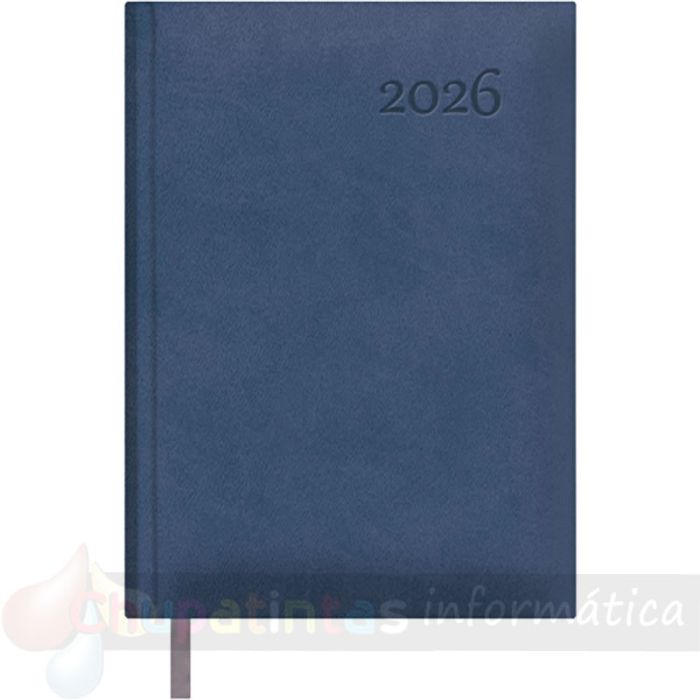 Dohe Lausana Agenda Anual - Día Página - Cubierta en Polipiel - Sábado y Domingo misma Página - Tamaño 14x20cm - Color Azul-1
