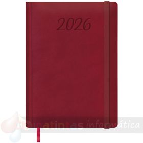 Dohe Manaos Agenda Anual - Día Página - Cubierta en Polipiel - Sábado y Domingo misma Página - Tamaño 17x24cm - Color Burdeos-1
