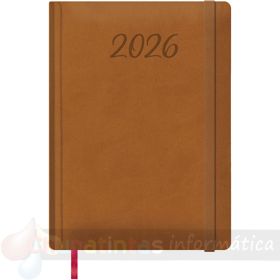 Dohe Manaos Agenda Anual - Día Página - Cubierta en Polipiel - Sábado y Domingo misma Página - Tamaño 17x24cm - Marrón-1