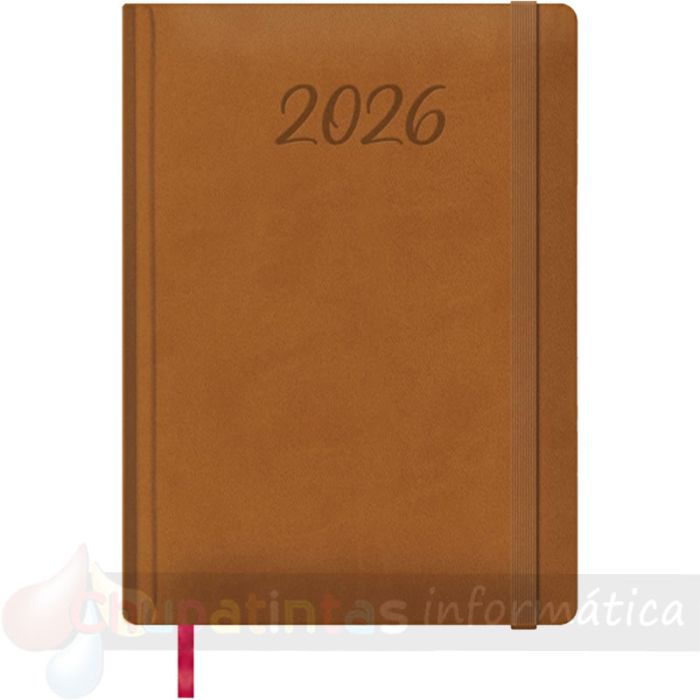 Dohe Manaos Agenda Anual - Día Página - Cubierta en Polipiel - Sábado y Domingo misma Página - Tamaño 17x24cm - Marrón-1
