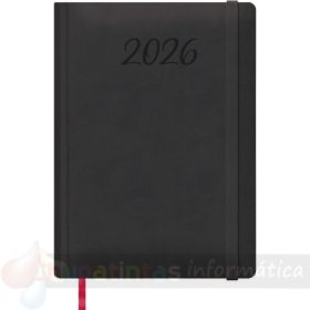 Dohe Manaos Agenda Anual - Día Página - Cubierta en Polipiel - Sábado y Domingo misma Página - Tamaño 17x24cm - Negro-1