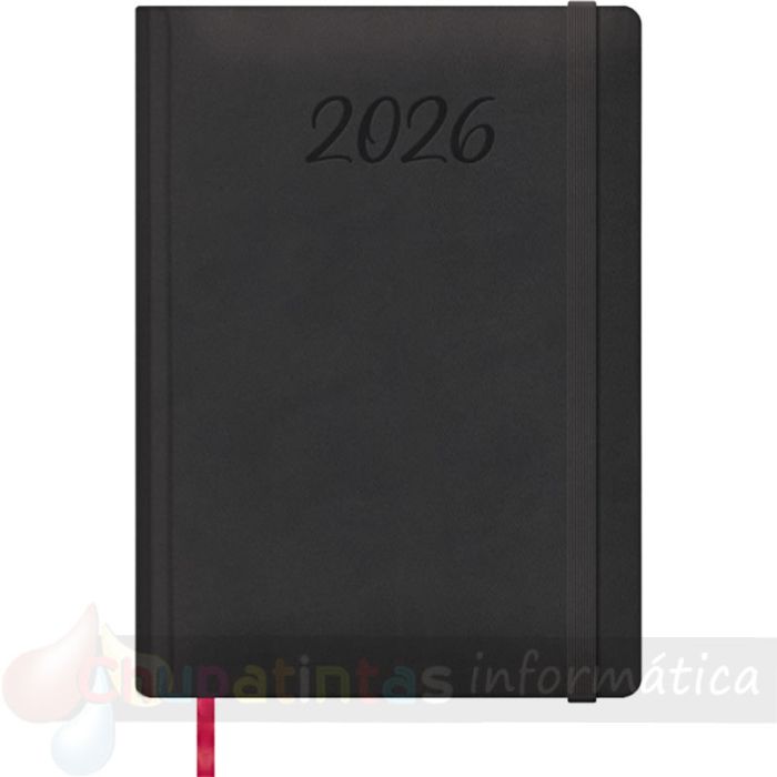 Dohe Manaos Agenda Anual - Día Página - Cubierta en Polipiel - Sábado y Domingo misma Página - Tamaño 17x24cm - Negro-1