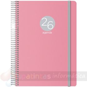 Dohe Menphis Agenda Anual - Día Página - Cubierta de Plástico - Cierre con Goma Elástica - Tamaño 15x21cm - Rosa-1