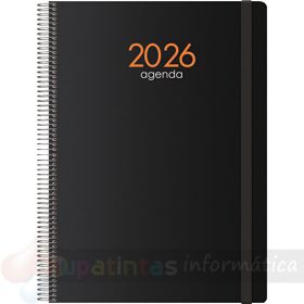 Dohe Syncro Agenda Anual - Semana Vista - Cubierta de Plástico - Cierre con Goma Elástica - Tamaño 15x21cm - Negro-1
