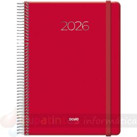 Dohe Denver Agenda Anual - Día Página - Cierre con Goma Elástica - Tamaño 15x21cm - Color Rojo-1