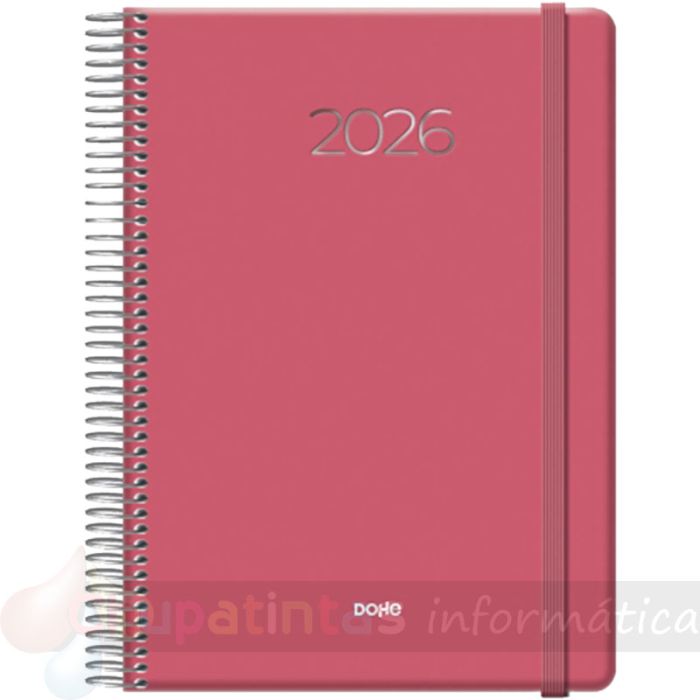 Dohe Denver Agenda Anual - Día Página - Cierre con Goma Elástica - Tamaño 15x21cm - Color Rosa-1