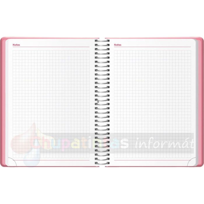 Dohe Denver Agenda Anual - Día Página - Cierre con Goma Elástica - Tamaño 15x21cm - Color Rosa - Notas