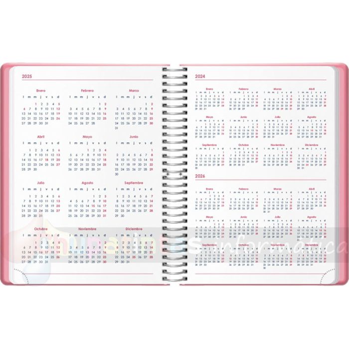 Dohe Denver Agenda Anual - Día Página - Cierre con Goma Elástica - Tamaño 15x21cm - Color Rosa - Calendario