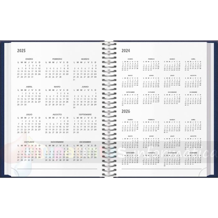 Dohe Segovia Agenda Anual Espiral - Día Página - Sábado y Domingo misma Página - Tamaño 14x20cm - Color Azul -    Calendario