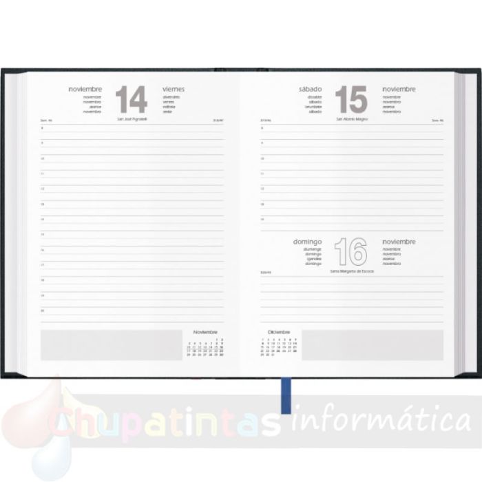 Dohe Segovia Agenda Anual - Día Página - Sábado y Domingo misma Página - Tamaño 17x24 cm - Color Negro-2