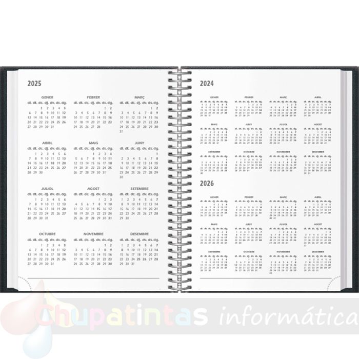 Página - Sábado y Domingo misma Página - Tamaño 14x20cm - Color Negro - Calendario