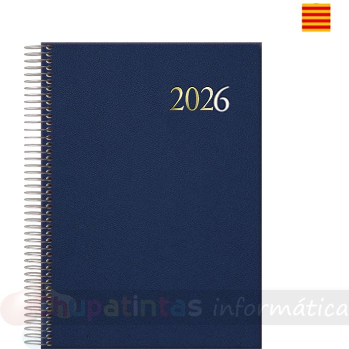 Dohe Segovia Agenda Anual Espiral en Catalán - Día Página - Sábado y Domingo misma Página - Tamaño 14x20cm - Color Azul-1