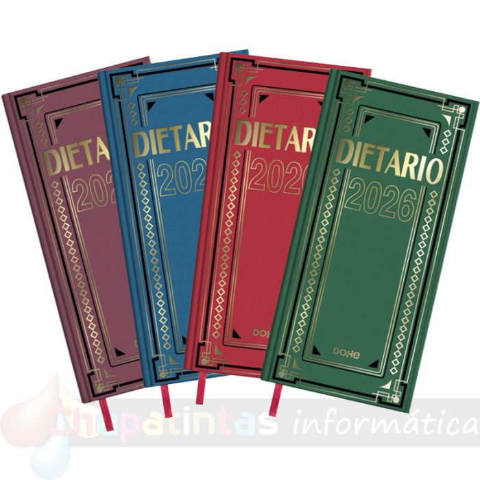Dohe Dietario Anual Dos Tercios - Dia Pagina - Fabricado en Geltex con Carton Contracolado - Tamaño 14.5x31cm - Colores Surtidos Aleatorios