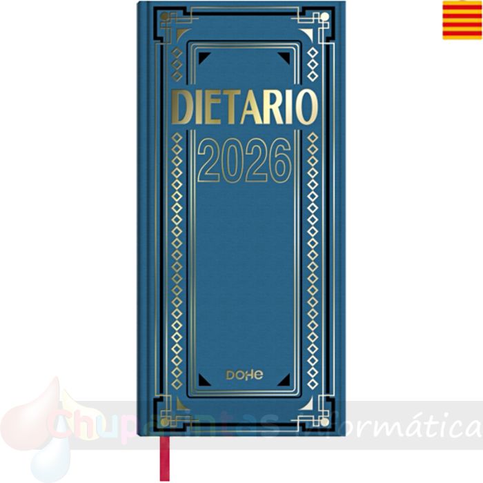 Dohe Dietario Anual Dos Tercios en Catalan - Dia Pagina - Fabricado en Geltex con Carton Contracolado - Tamaño 14.5x31cm - Colores Surtidos Aleatorios