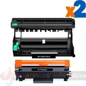 Brother TN2420 Cartucho de Toner + DR2510/DR2400 Tambor de Imagen Pack de 2 Cartuchos Genericos