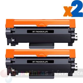 Brother TN2420/TN2410 XL Negro Pack de 2 Cartuchos de Tóner Genéricos