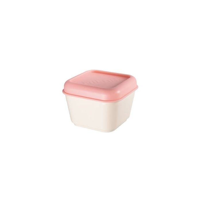 Milan Coleccion 430 Fiambrera Cuadrada 0.33L - Apta para Microondas, Lavavajillas y Congelador - Libre de BPA - Medidas 10x10x7,5cm - Color Beige/Rosa