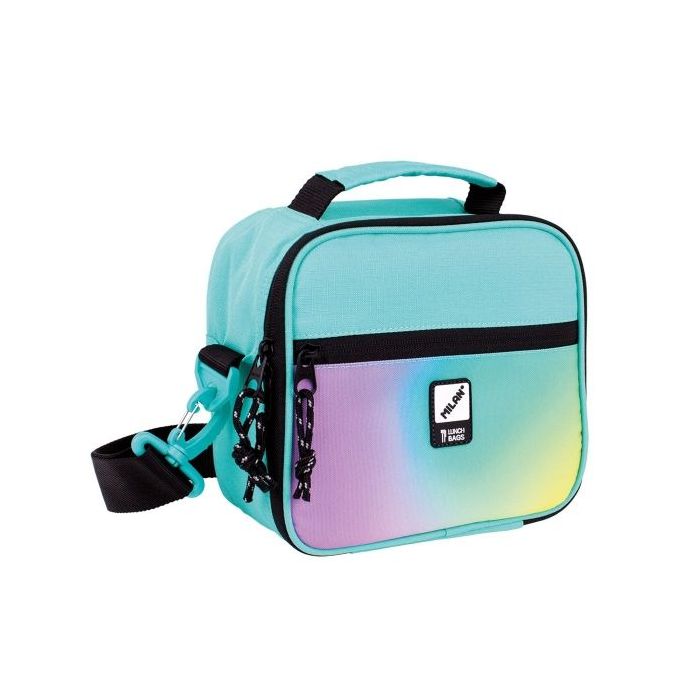 Milan Sunset Bolsa Isotermica Porta Alimentos 3,5L - Incluye 3 Recipientes para Alimentos - Interior Aislante Termico - Apertura Total - Correa Regulable y Extraible - Color Turquesa