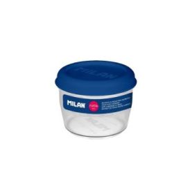 Milan Coleccion Nata 624 Fiambrera Hermetica de Tritan Redonda 0.5L - Apta para Microondas, Lavavajillas y Congelador - Libre de BPA - Medidas 12 Ã˜ x 9,2cm - Color Transparente/Azul