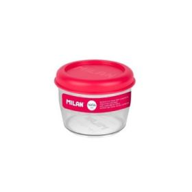 Milan Coleccion Nata 624 Fiambrera Hermetica de Tritan Redonda 0.5L - Apta para Microondas, Lavavajillas y Congelador - Libre de BPA - Medidas 12 Ã˜ x 9,2cm - Color Transparente/Rosa