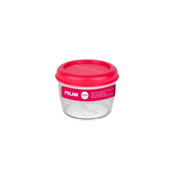 Milan Coleccion Nata 624 Fiambrera Hermetica de Tritan Redonda 0.5L - Apta para Microondas, Lavavajillas y Congelador - Libre de BPA - Medidas 12 Ã˜ x 9,2cm - Color Transparente/Rosa
