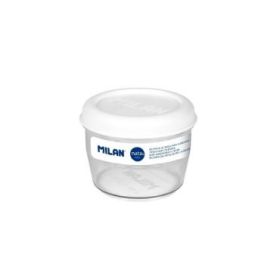 Milan Coleccion Nata 624 Fiambrera Hermetica de Tritan Redonda 0.5L - Apta para Microondas, Lavavajillas y Congelador - Libre de BPA - Medidas 12 Ã˜ x 9,2cm - Color Transparente/Blanco