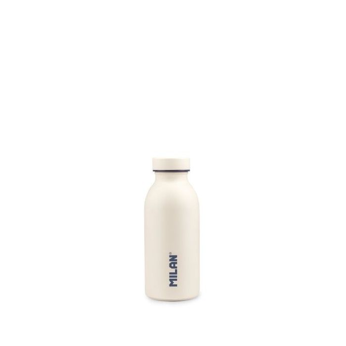 Milan Coleccion 430 Botella Isotermica 0.35L - Doble Pared de Acero Inoxidable - Liquidos Calientes hasta 12h, Frios hasta 24h - Color Blanco