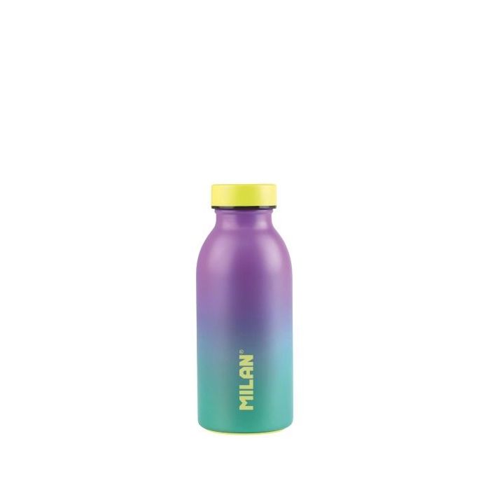 Milan Serie Sunset Botella Isotermica 0.35L - Doble Pared de Acero Inoxidable - Liquidos Calientes hasta 12h, Frios hasta 24h - Color Turquesa/Violeta
