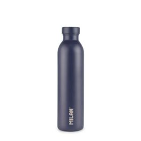 Milan Coleccion 430 Botella Isotermica 0.59L - Doble Pared de Acero Inoxidable - Liquidos Calientes hasta 12h, Frios hasta 24h - Color Azul Marino