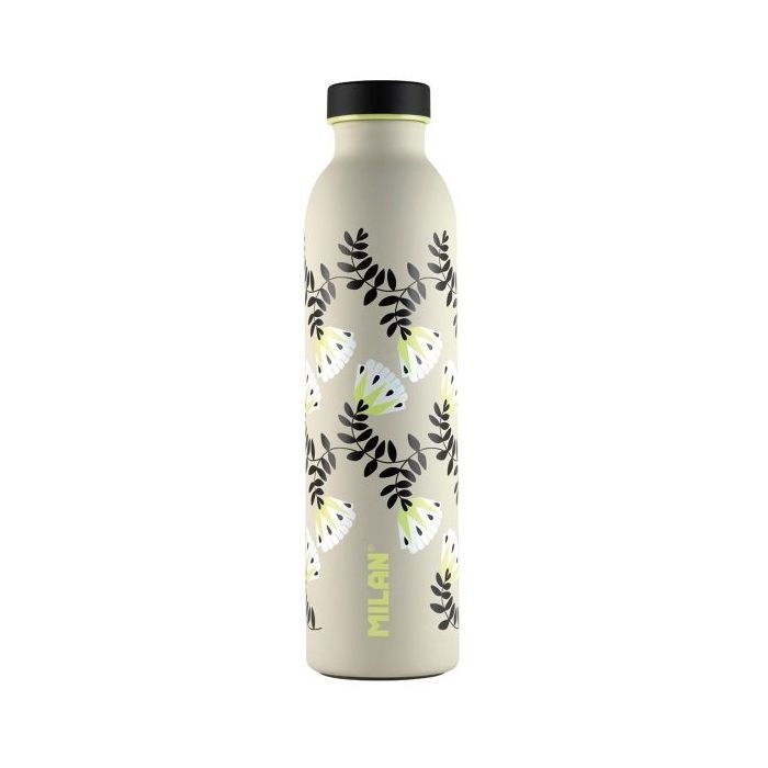 Milan Serie Especial Wallpaper Botella Isotermica 0.59L - Doble Pared de Acero Inoxidable - Liquidos Calientes hasta 12h, Frios hasta 24h - Color Beige