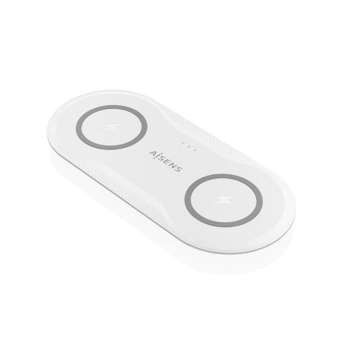Aisens Cargador Inalambrico 15W - USB-C - Protocolo Qi - Moviles y Auriculares - Proteccion Contra Sobretension, Sobretemperatura y sobrecorriente - Color Blanco