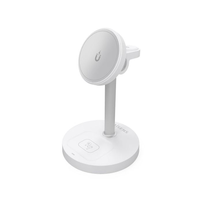 Aisens Cargador Inalambrico 15W - USB-C - Protocolo Qi2 - Moviles, Apple Watch y Auriculares - Proteccion Contra Sobretension, Sobretemperatura y sobrecorriente - Color Blanco