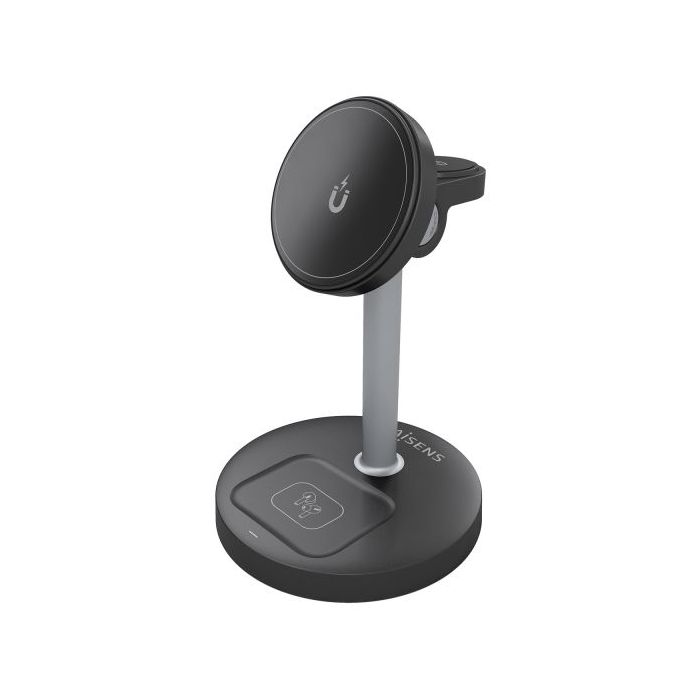 Aisens Cargador Inalambrico 15W - USB-C - Protocolo Qi2 - Moviles, Apple Watch y Auriculares - Proteccion Contra Sobretension, Sobretemperatura y sobrecorriente - Color Negro