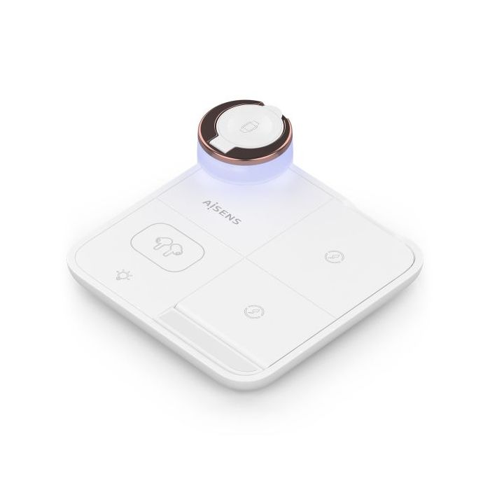 Aisens Cargador Inalambrico 15W - USB-C - Protocolo Qi - Moviles, Apple Watch y Auriculares - Proteccion Contra Sobretension, Sobretemperatura y sobrecorriente - Color Blanco