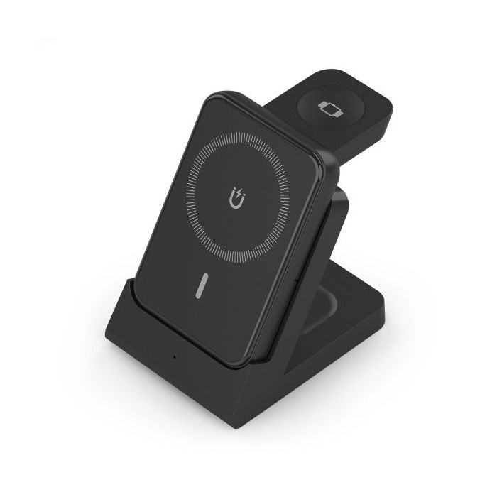 Aisens Cargador Inalambrico 15W - USB-C - Protocolo Qi - Moviles, Apple Watch y Auriculares - Powerbank -Proteccion Contra Sobretension, Sobretemperatura y sobrecorriente - Color Negro