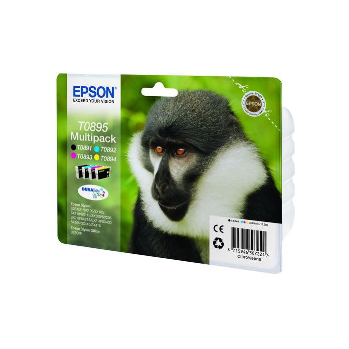 Epson T0895 Pack de 4 Cartuchos de Tinta Originales - C13T08954010