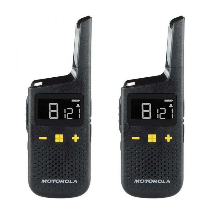 Motorola XT185 Pack 2 Walkie Talkies - 16 Canales PMR446 + 121 Codigos - Alcance de hasta 8km - Autonomia hasta 24h