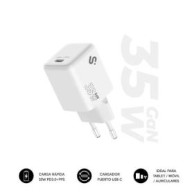 Subblim Cargador de Pared GaN 35W - USB-C -  Carga rápida - Color Blanco