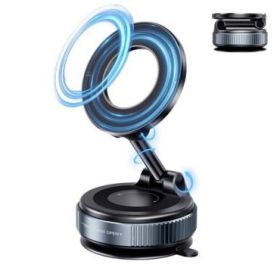 XO C169 Soporte Magnetico de Coche para Smartphones - Fijacion por Vacio - Rotacion 360º - Brazo Extensible - Multisuperficie - Boton de Liberacion  - Aro Metalico Incluido - Color Negro