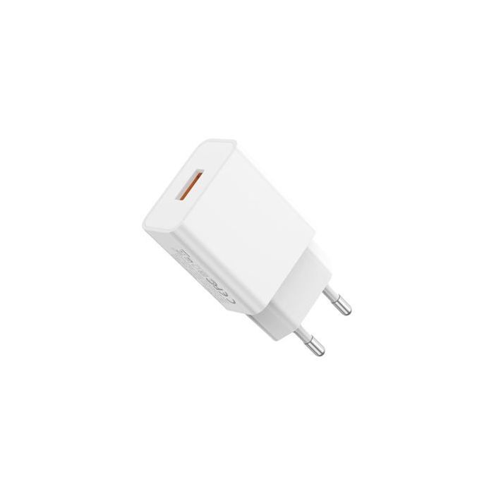 XO L127TC Cargador de Pared 18W - USB-A - Cable USB-A a USB-C 1m - Color Blanco