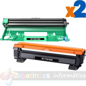 Brother TN1050 Cartucho de Tóner + DR1050 Tambor de Imagen Pack de 2 Cartuchos Genéricos
