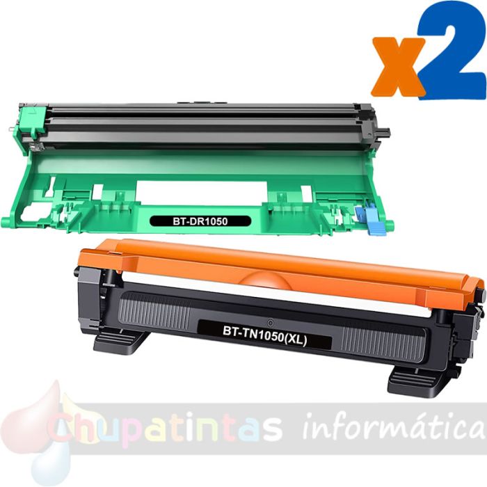 Brother TN1050 XL Cartucho de Tóner + DR1050 Tambor de Imagen Pack de 2 Cartuchos Genéricos