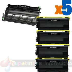 Brother TN2000TN2005TN350 Cartucho de Tóner + Brother DR2000DR2005DR350 Tambor de Imagen Pack de 5 Cartuchos Genéricos