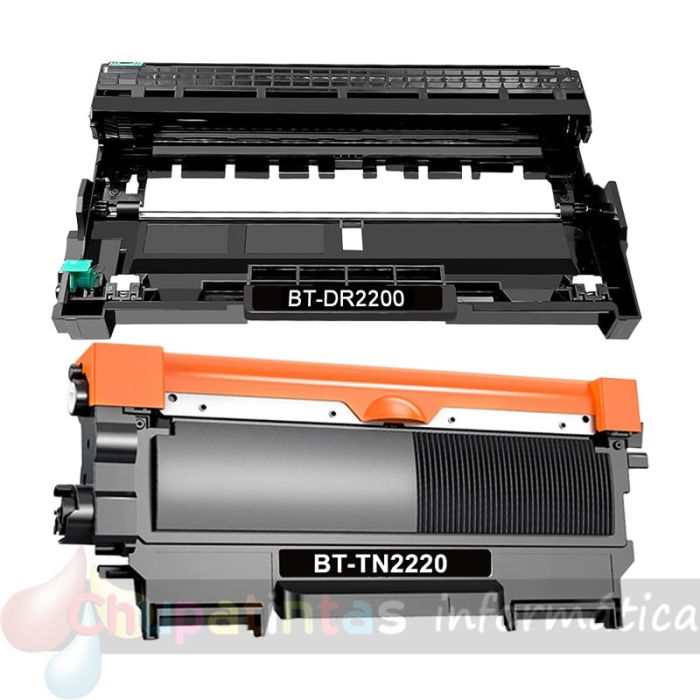 Brother TN2220 Cartucho de Tóner + DR2200 Tambor de Imagen Pack de 2 Cartuchos Genéricos