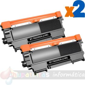 Brother TN2220/TN2210/TN2010/TN450 XL Negro Pack de 2 Cartuchos de Toner Genericos - Alta Capacidad/Jumbo