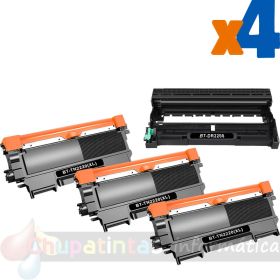 Brother TN2220 Cartucho de Tóner + DR2200 Tambor de Imagen Pack de 4 Cartuchos Genéricos