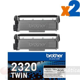 Brother TN2320 Negro Pack de 2 Cartuchos de Tóner Originales - TN2320TWIN
